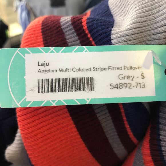 Laju SMALL Ameliya Multi Colored Stripe Fitted Pullover - Stitch Fix Stretchy - Picture 7 of 8